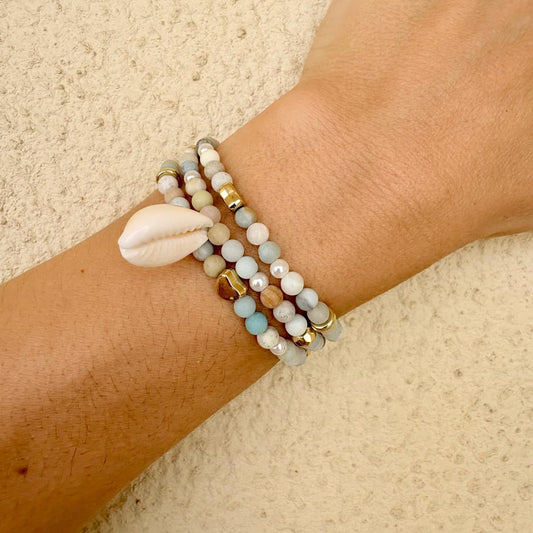 Ocean Whisper - Stone & Shell Bracelet